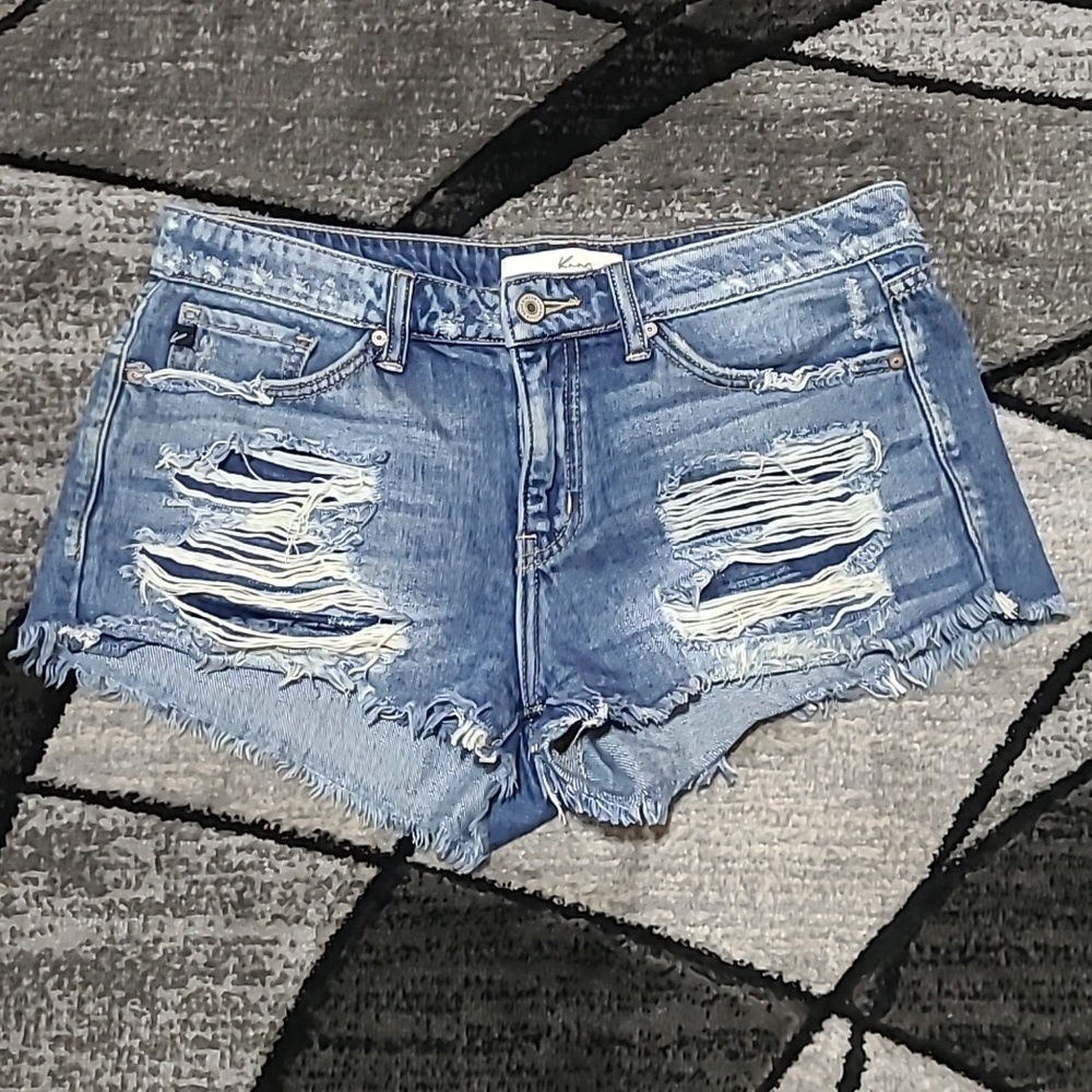 KANCAN LOS ANGELES FACTORY DISTRESSED DENIM JEAN SHORTS - Picture 11 of 11